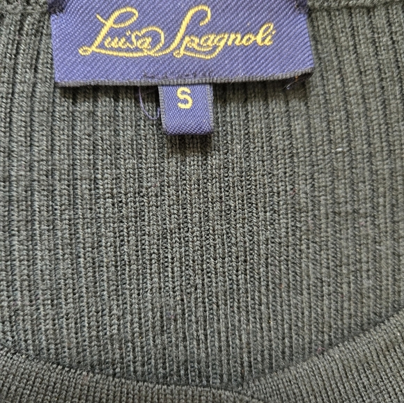 LUISA SPAGNOLI pink/ brownish black plaid 100% virgin wool sweater. Size small - Picture 6 of 10